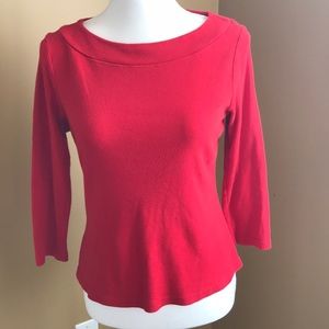 3/$15 Red 3/4 sleeve boat neck top